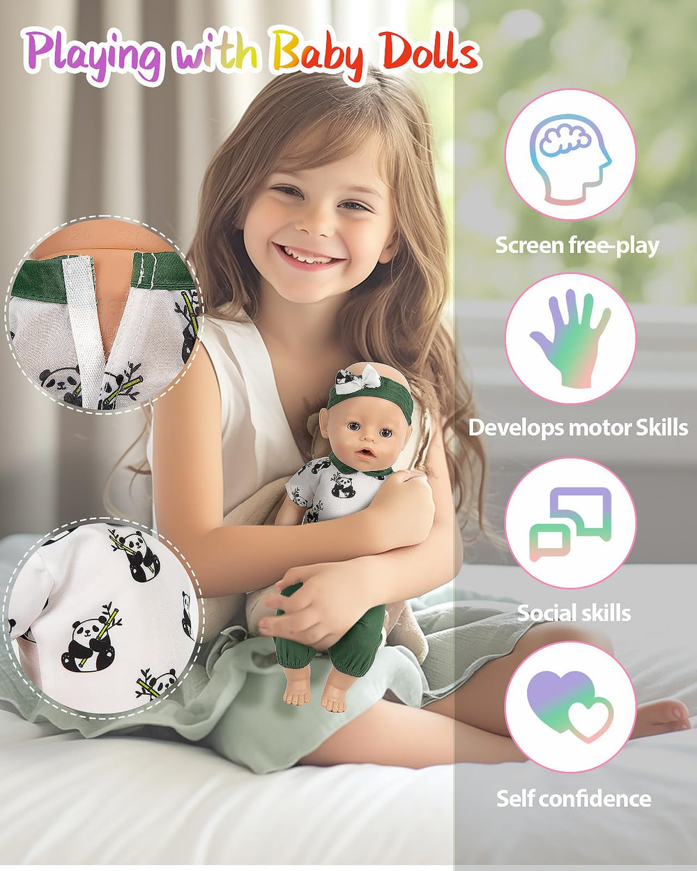 ARTST unicorn-pattern doll dress bright and playful for dress-up.