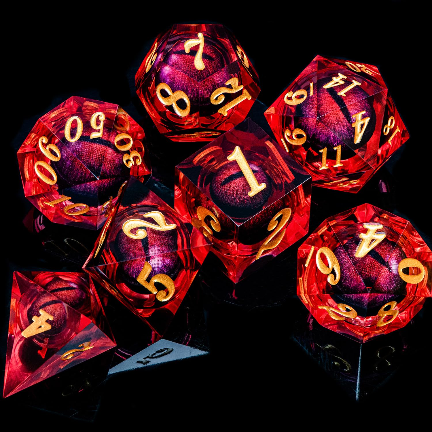 ARUOHHA seven-piece polyhedral dice set for D&D with clear numbering