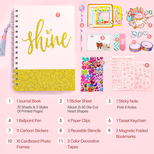 Arulis DIY Journal Kit sticker sheet: 21–50 die-cut hearts for expressive pages.