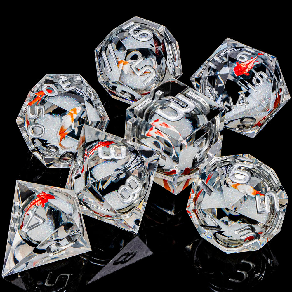 ARUOHHA DND dice liquid core angles reflect light for dramatic effects.