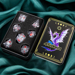 ARUOHHA polyhedral dice gift box, ready for gifting and display.