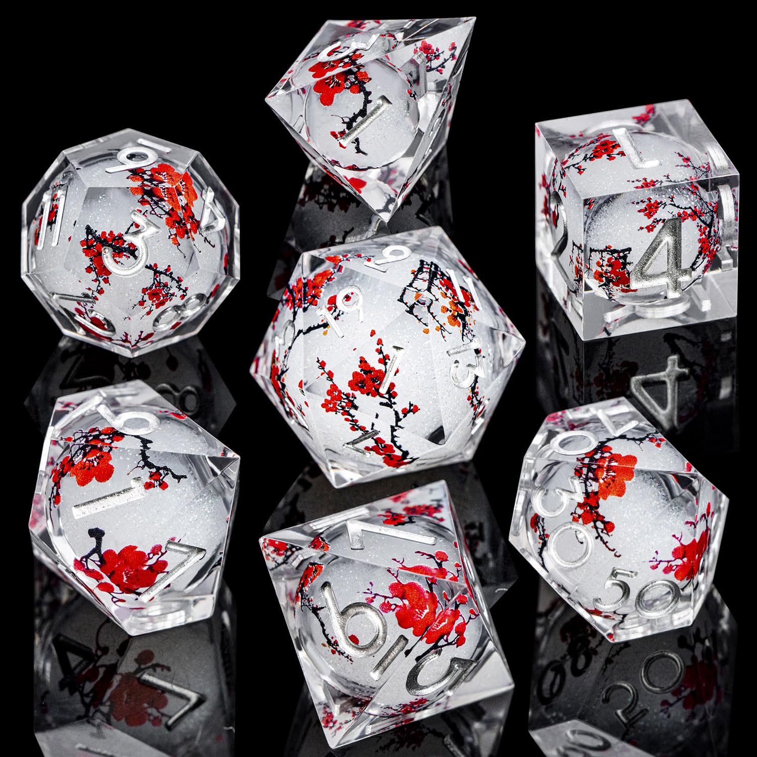 ARUOHHA resin D12 with plum blossom design and liquid core effect.