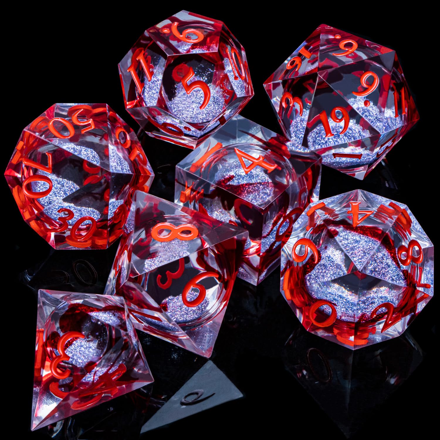 ARUOHHA D8 dice with transparent surface for tactile grip.
