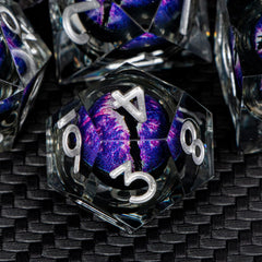 ARUOHHA dragon-eye purple d10 dice showcase striking visuals and quick checks