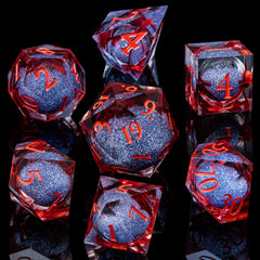 ARUOHHA liquid-core dice display shifting visuals for dramatic rolls.