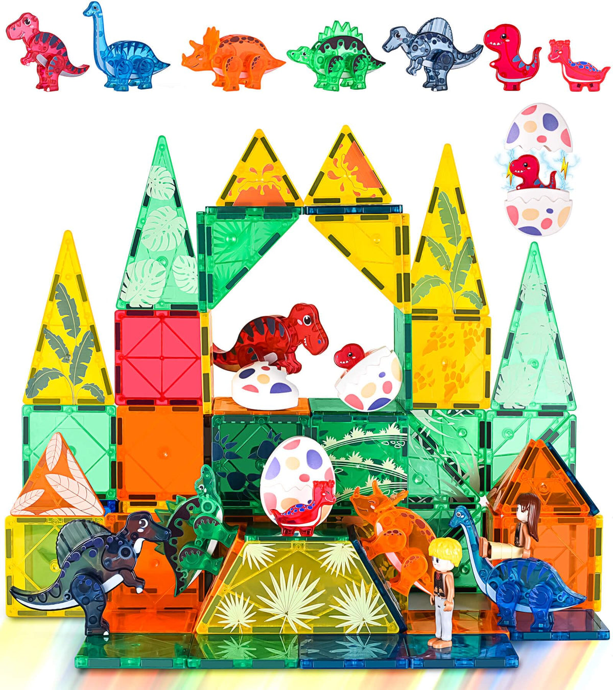 Asago dinosaurs egg toys magnetic tiles spark creative building and storytelling.