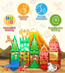 Asago Dinosaurs Tiles assembly-play shows kids combining worlds in creative exploration.