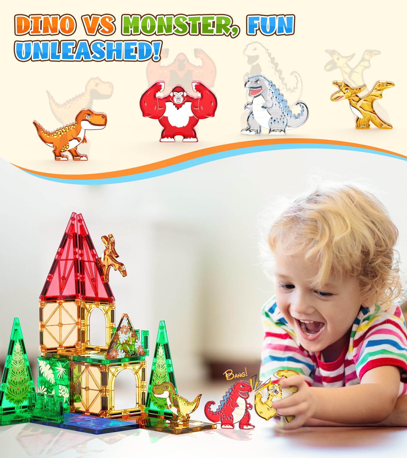 Asago Dinosaurs Tiles king-kong-model demonstrates sturdy magnets for secure play.