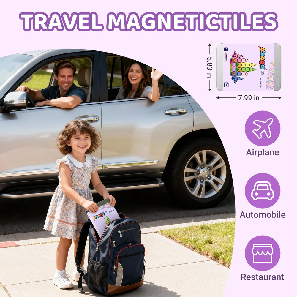 Asago durable tin storage box keeps tiles organized during trips and play