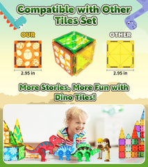 Asago magnetic tiles dinosaur footprint tile - helps kids map tracks in stories.
