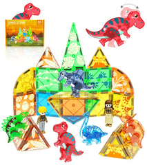 Asago magnetic tiles dinosaurs - dynamic figurines spark imaginative storytelling.