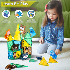 Asago magnetic tiles forest treehouse design highlights modular pieces for cozy woodland builds.