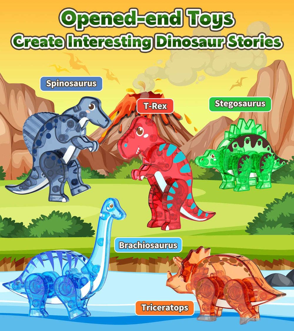 Asago magnetic tiles volcano tile - enhances diorama construction for immersive Jurassic play.
