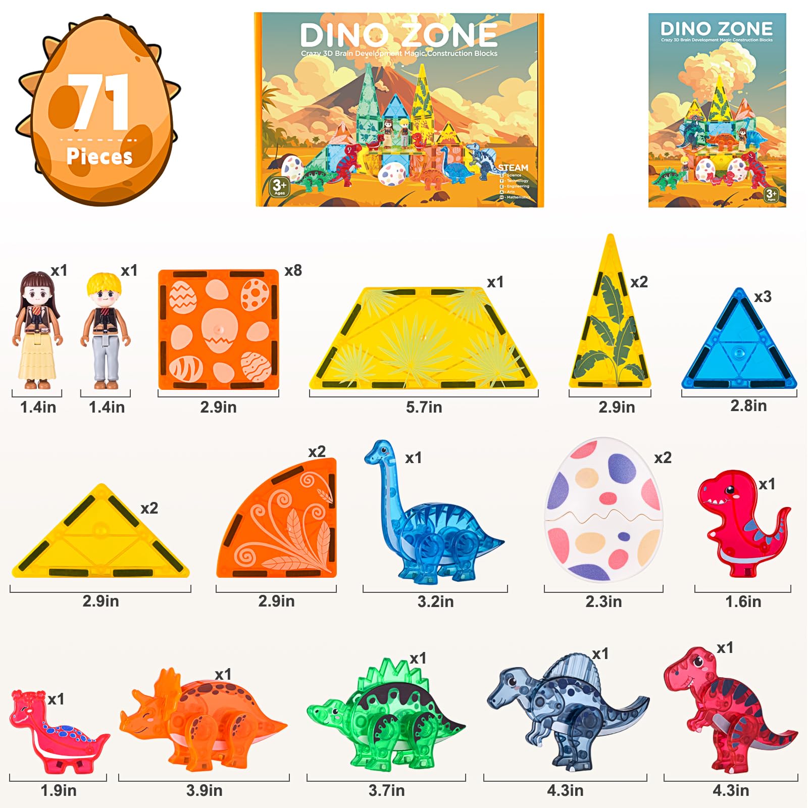 Asago dinos magnetic tiles inspire collaborative play with friends.