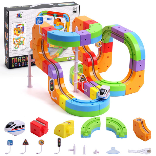 ASFHJP Electric Train Set with 63 pieces invites imaginative play and STEM exploration.