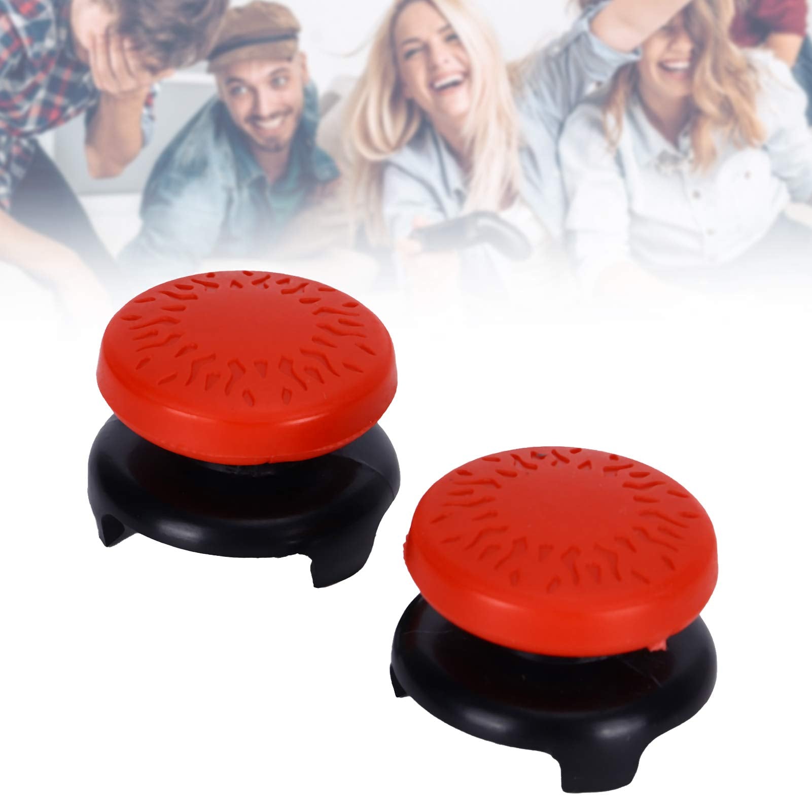 ASHATA textured red thumbstick design adds stylish durability and feel.