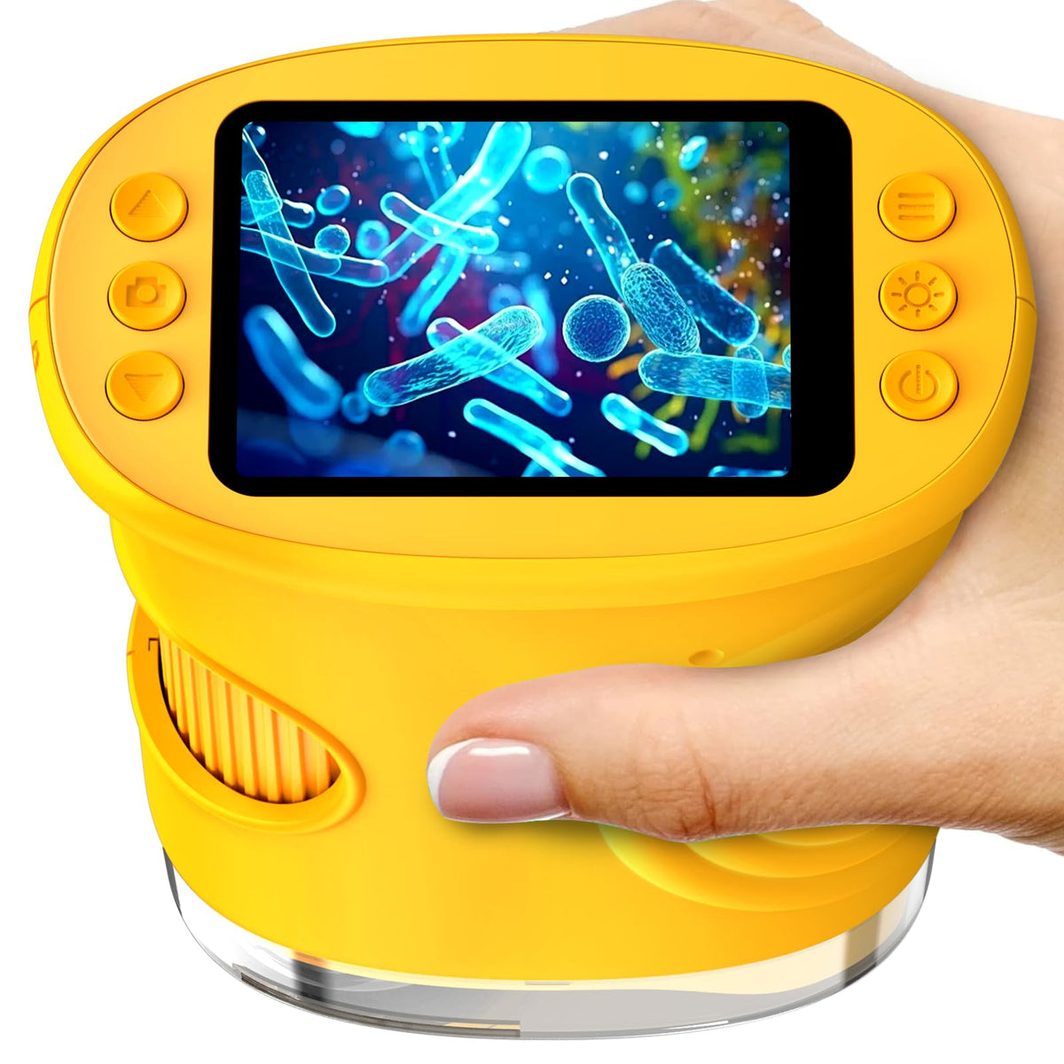 Ashfly 1000X digital microscope front view for kids, compact and accessible