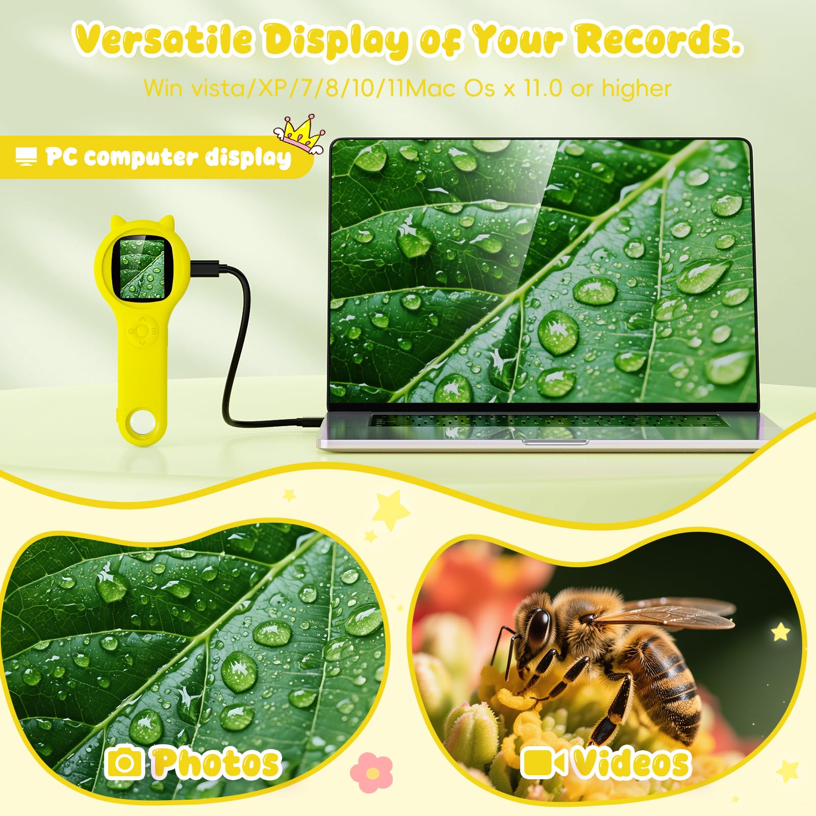 Ashfly handheld microscope with 4x zoom lets kids examine tiny details on coins and fabrics.