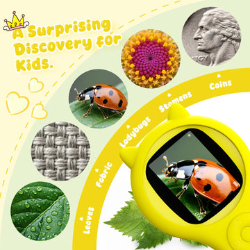 Ashfly kids magnifier includes 8 LED lights with three settings for detailed exploration.