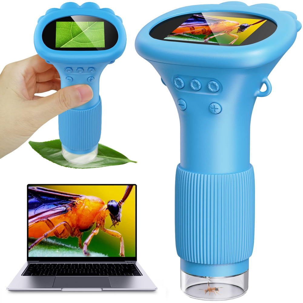 Ashfly kids microscope with 2-inch screen for bright, easy viewing