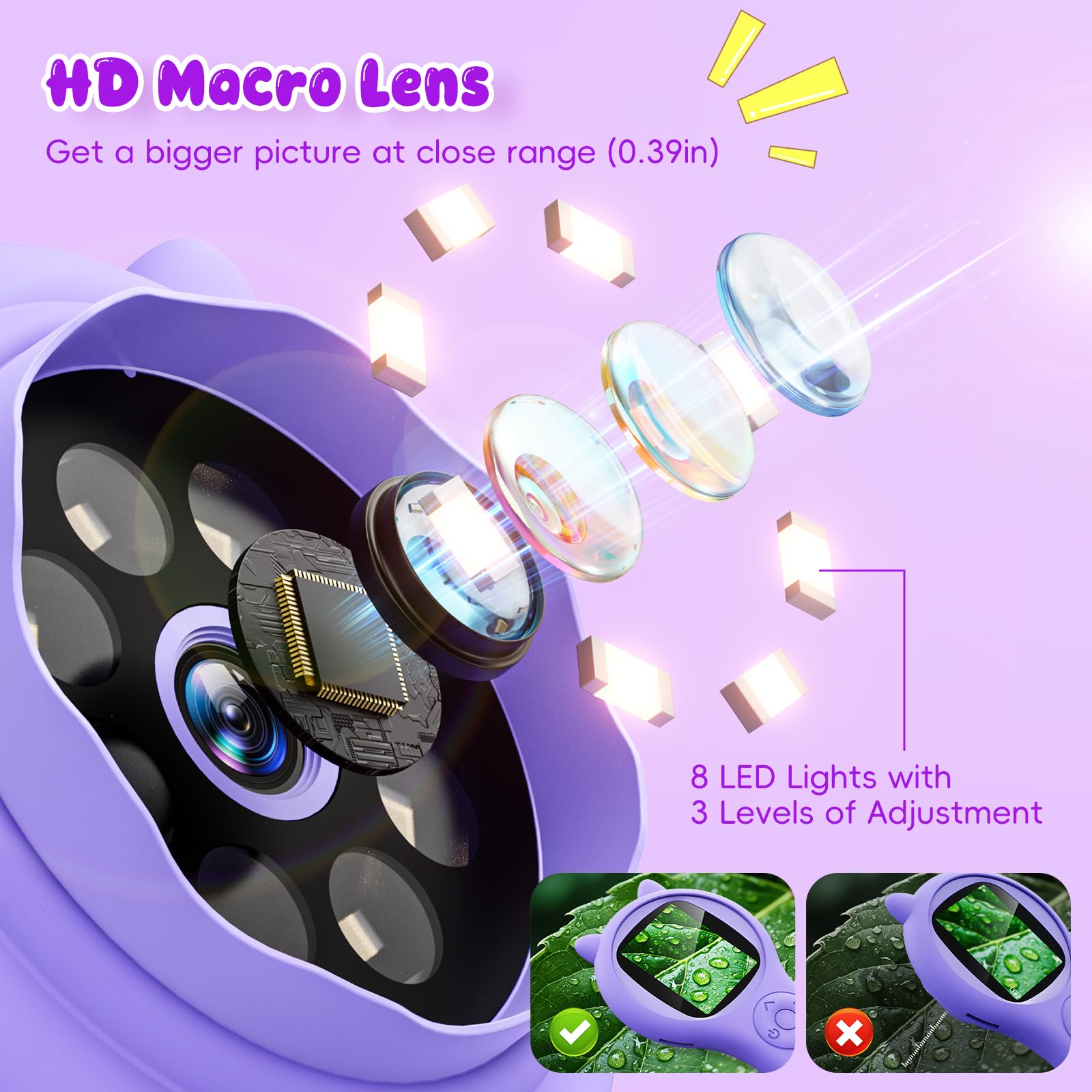 Ashfly 500x magnifier delivers sharp close-ups of leaves, insects, and textures.