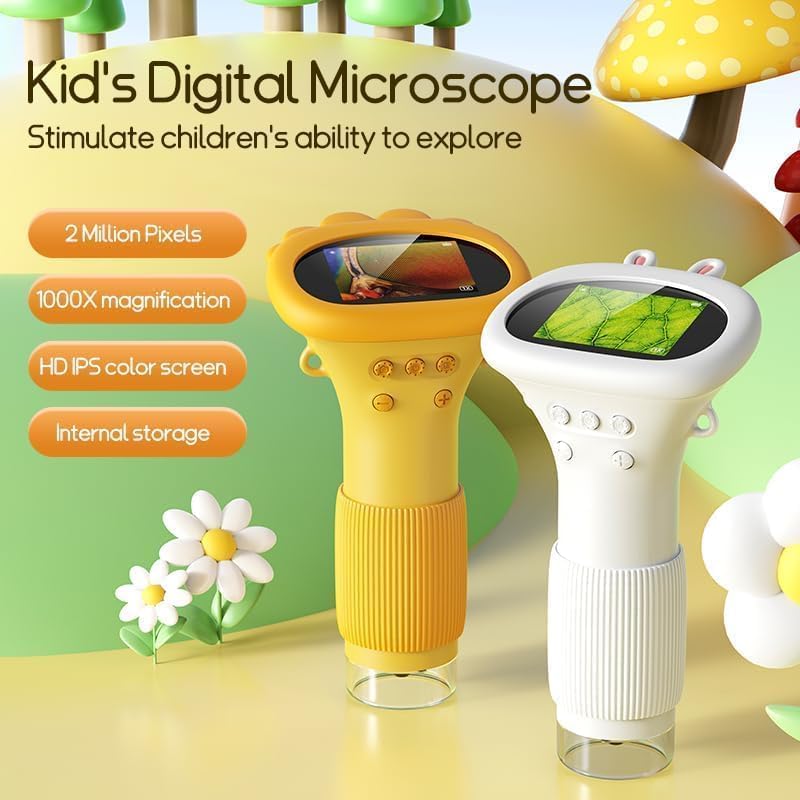 Ashfly Kids Microscope portable with 50 cm lanyard for outdoor science.