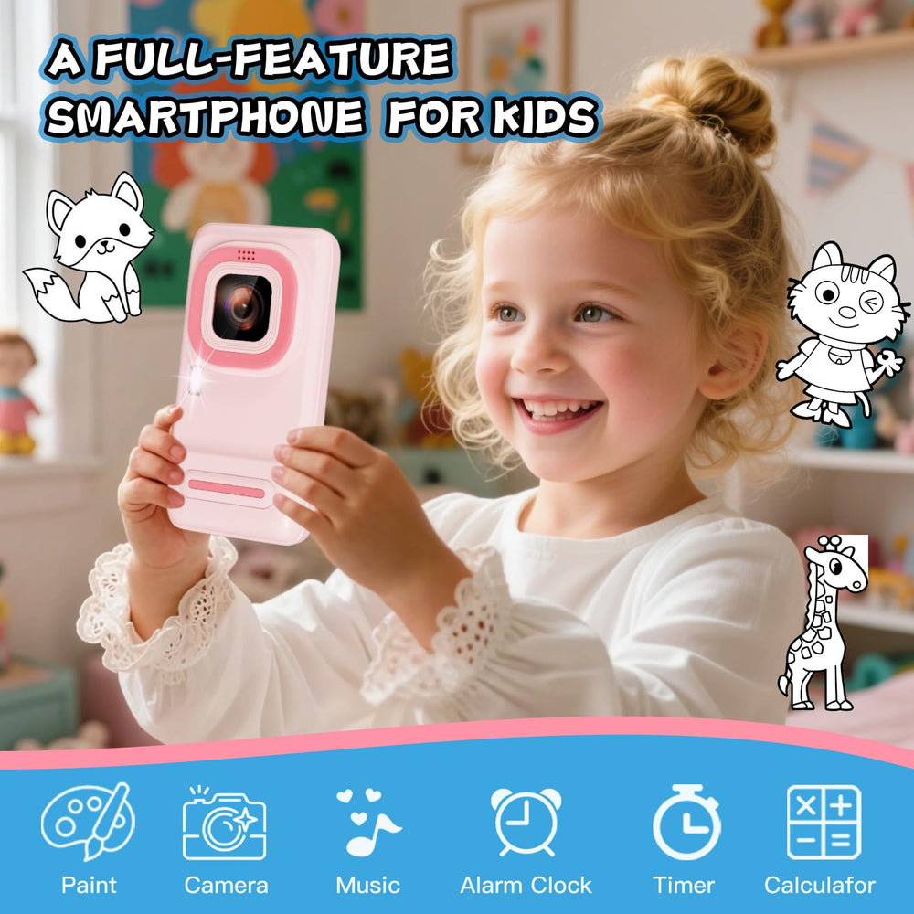 Ashfly Kids Smart Phone 8GB memory stores photos, games, and lessons.