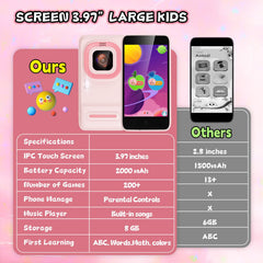 Ashfly Kids Smart Phone rechargeable battery supports longer play and learning.