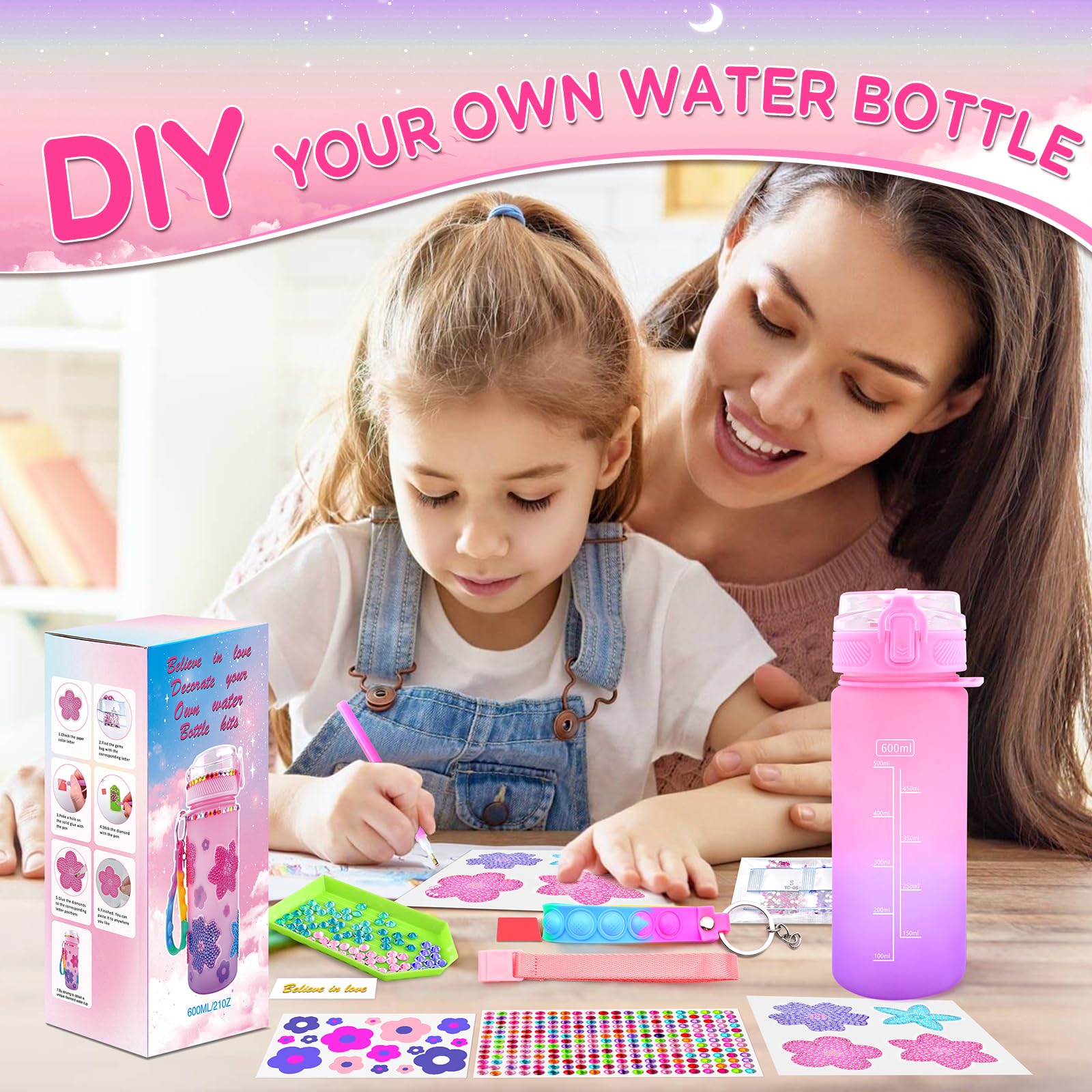 ASIOWELY water bottle kit with pop fidget lanyard enhances portability and focus