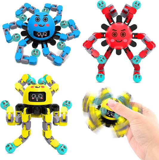 ASIOWELY transformable fidget spinner red with six chains for portable stress relief