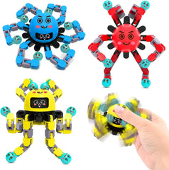 ASIOWELY transformable fidget spinner red with six chains for portable stress relief