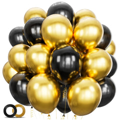 ASIYUHY 100pcs black gold balloon set 12in ready for vibrant party décor