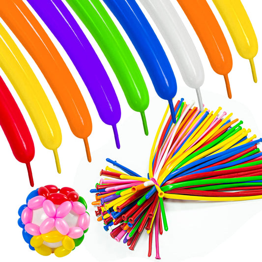 ASIYUHY 260 long balloons in colorful pack for vibrant party decor and crafts.