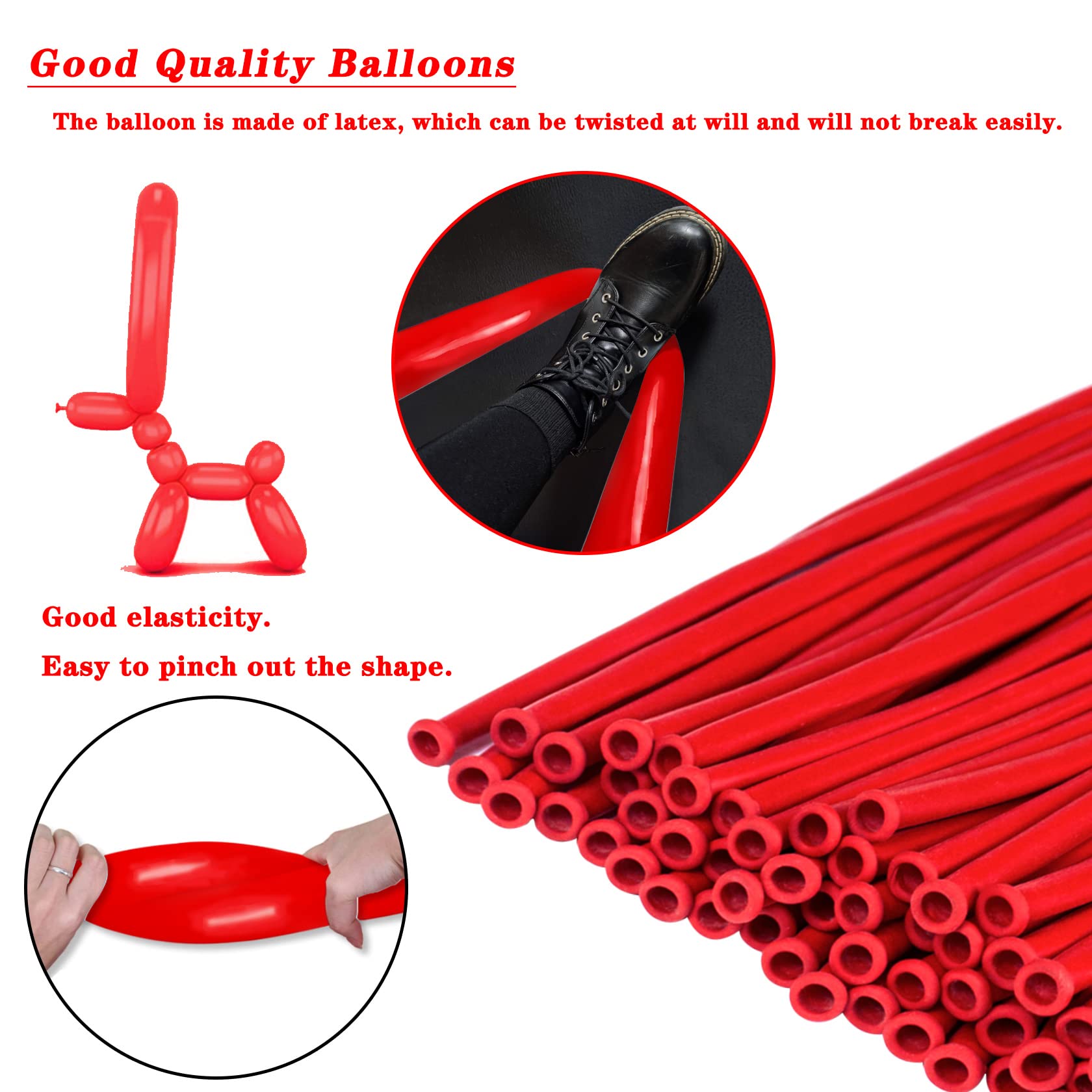 ASIYUHY 260 long red balloon animal-model creation for imaginative play