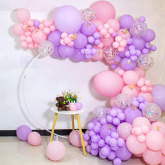 ASIYUHY pink-purple balloons for baby shower decor with ribbons