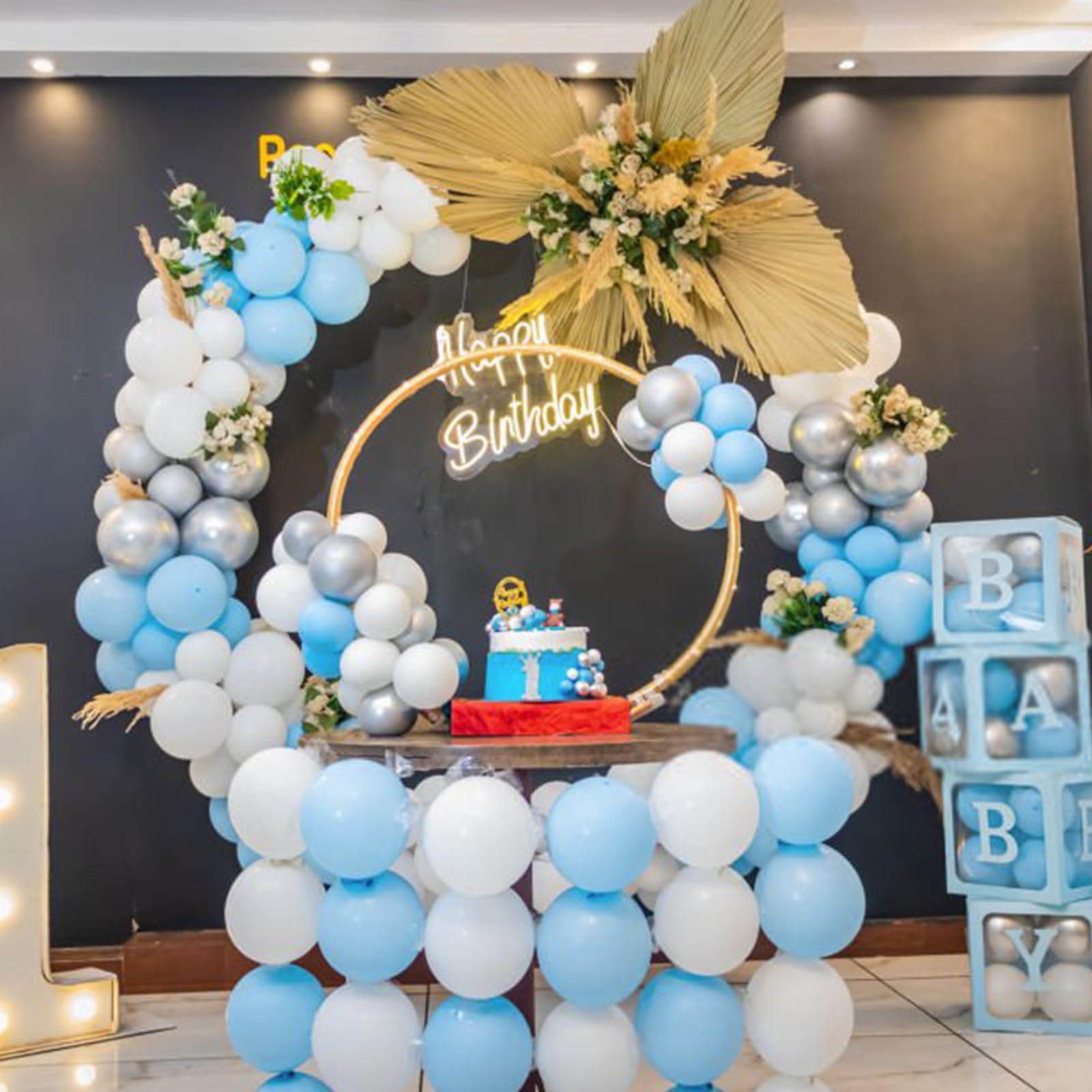 ASIYUHY birthday party decor featuring pastel blue balloons for color harmony