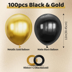ASIYUHY black gold balloon with ribbon included for elegant celebrations