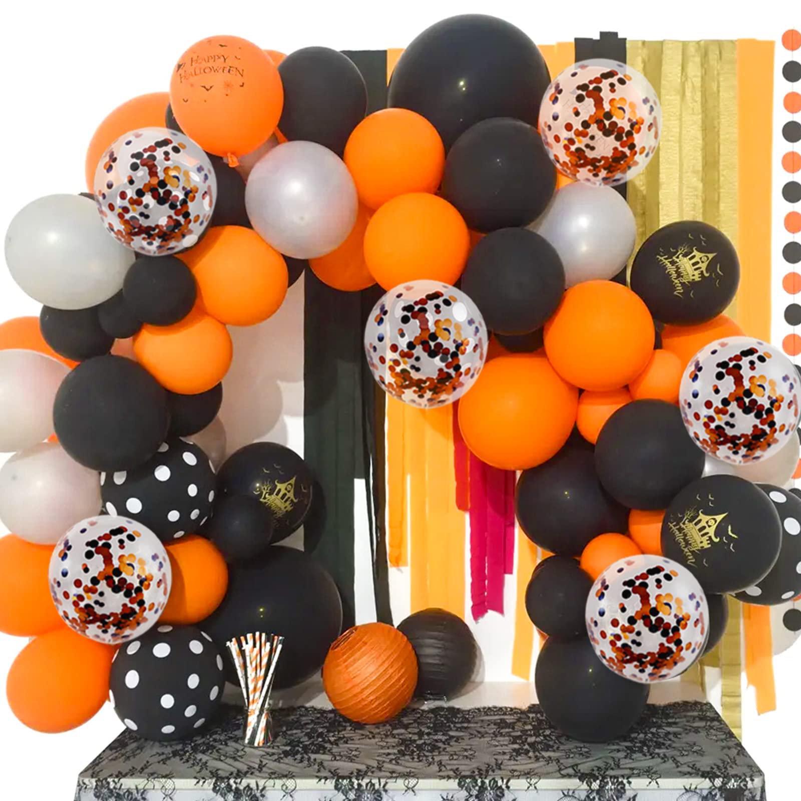 ASIYUHY Halloween and birthday decor with bright orange balloons.