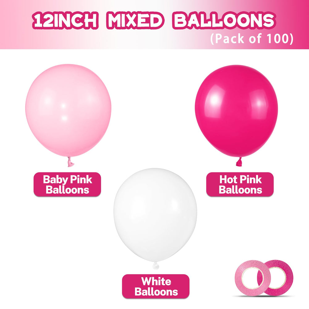 ASIYUHY 12inch pink and white balloons pack, ideal for festive backdrops.