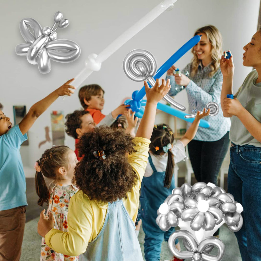 ASIYUHY inflating tips help safe handling of silver balloons.