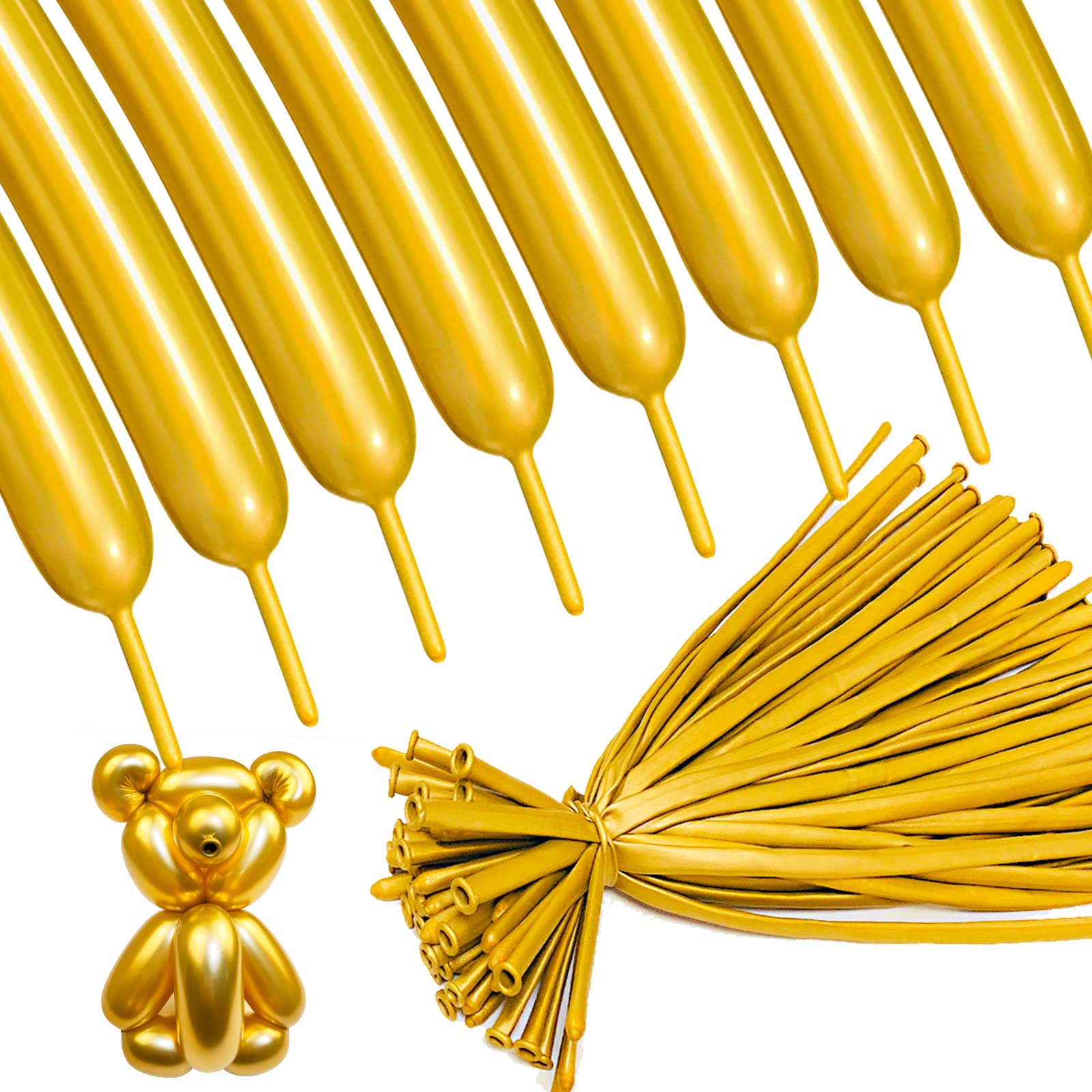 ASIYUHY metallic 260 gold long balloons chrome pack for durable, eye-catching party decor.