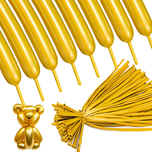 ASIYUHY metallic 260 gold long balloons chrome pack for durable, eye-catching party decor.