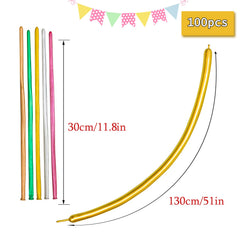 ASIYUHY gold long balloon twists for creative animal shapes at kids' events.