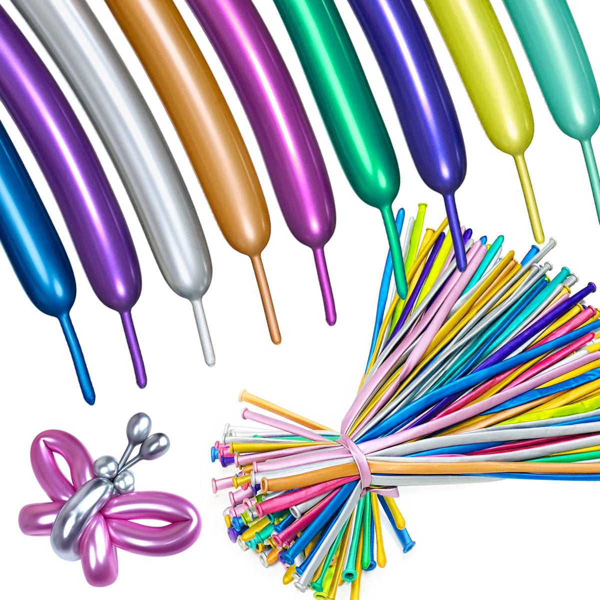 ASIYUHY metallic 260 long balloons in multiple colors for vibrant party decor and balloon art