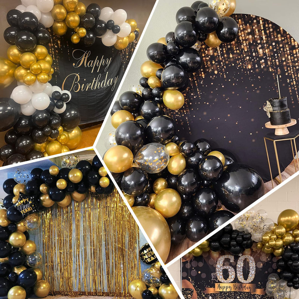 ASIYUHY metallic black-gold balloon closeup showing shine and durability