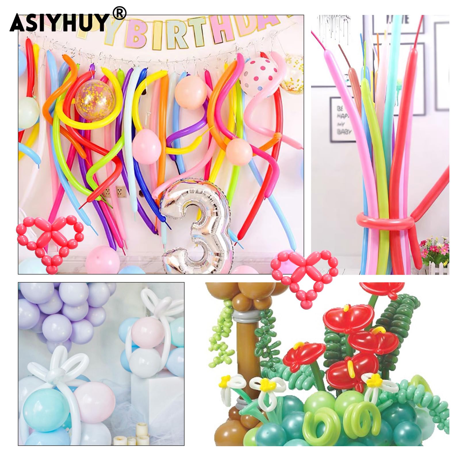 ASIYUHY pastel 260 long balloons for dinosaurs and dogs party props