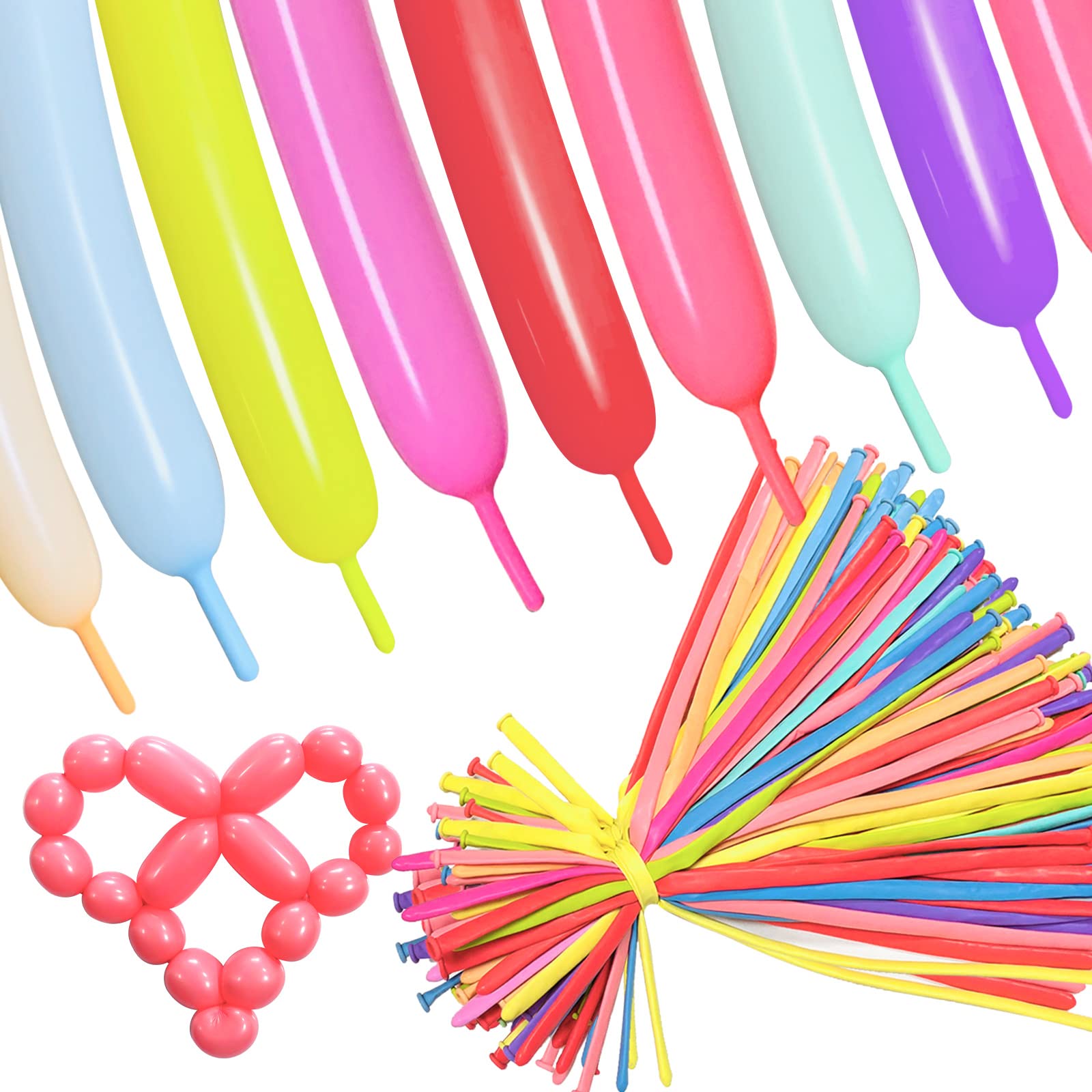 ASIYUHY pastel 260 long balloons pack for vibrant animal shapes and DIY party decor