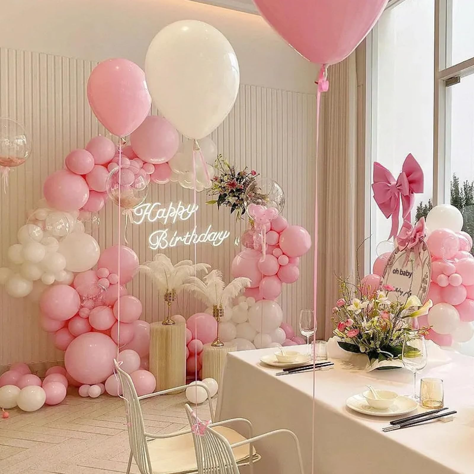 ASIYUHY baby pink balloons for wedding arches, photo backdrops, and candy bars