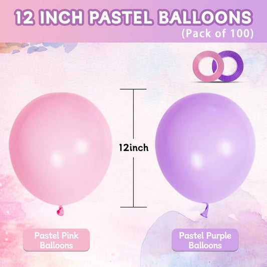 ASIYUHY 100-pack pastel latex balloons for baby showers and birthdays