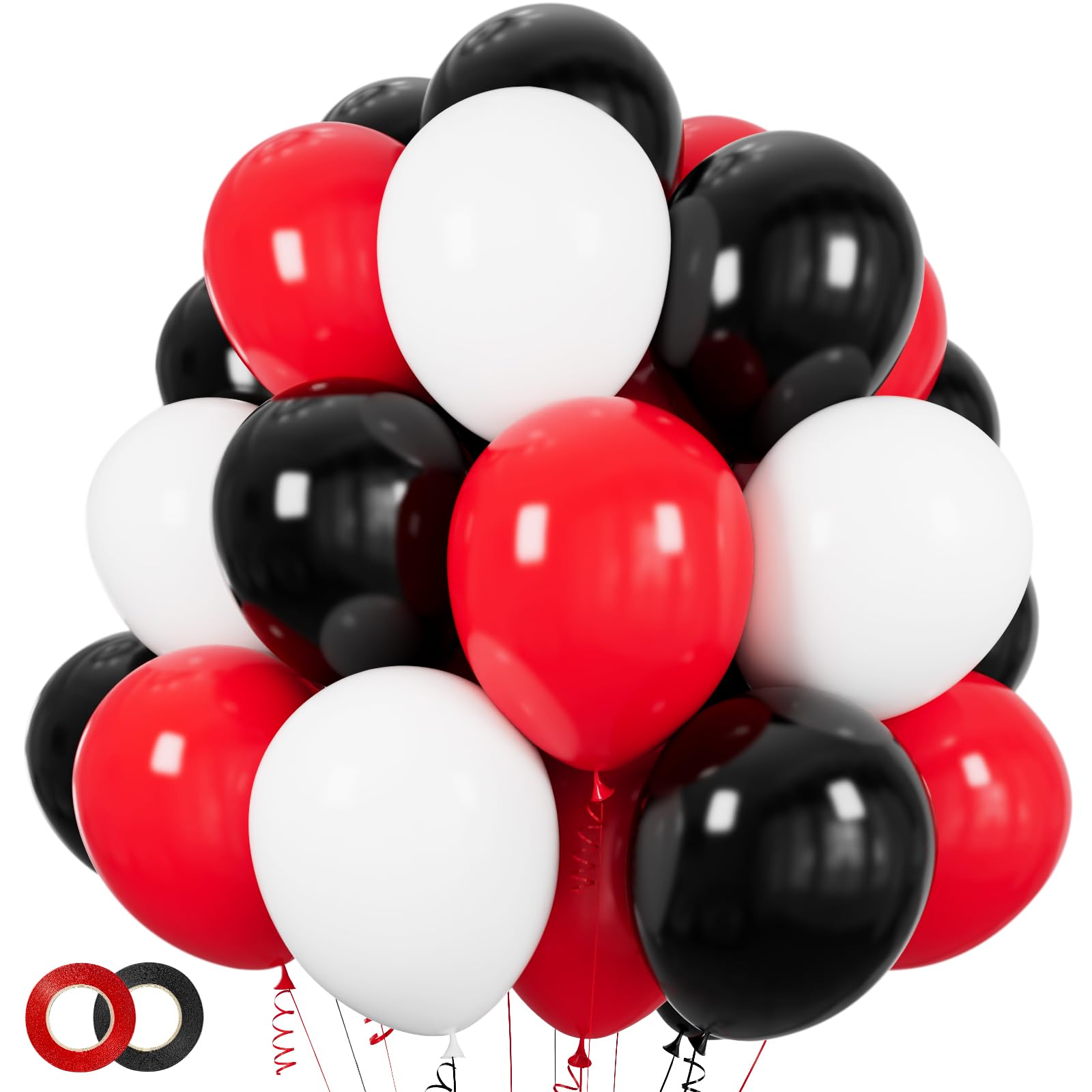 ASIYUHY red-black-white balloons, 12-inch, versatile party decor.